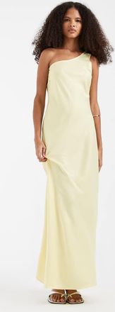 Object Vestito lungo monospalla in raso giallo burro