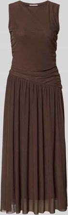 Christian Berg Midikleid aus Mesh in asymmetrischem Look in Dunkelbraun, Gr&ouml;&szlig;e 34