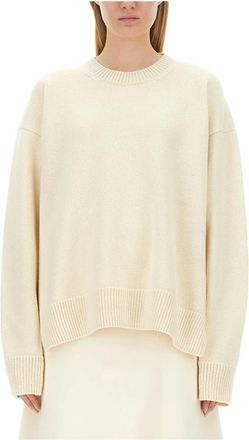 Jil Sander CN LS Jumper - Dames - Ronde hals truien - Beige - S - Truien & Vesten