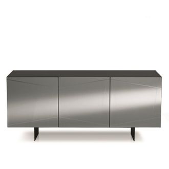 MondoViro Aparador con 3 puertas gris espejo 180x50 h80 cm