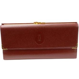 Cartier Pre-owned Wallets, female, Red, Size: ONE SIZE Pre-owned Must Line Calf Long Wallet