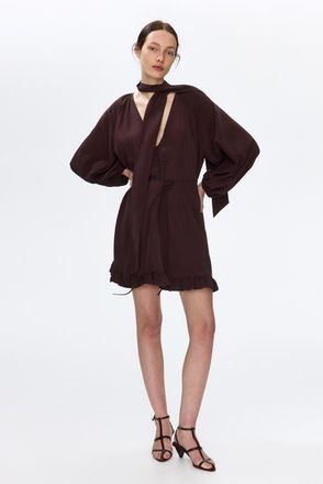 H&M Scarf-detail Dress in Dark Brown at Nordstrom, Size X-Small