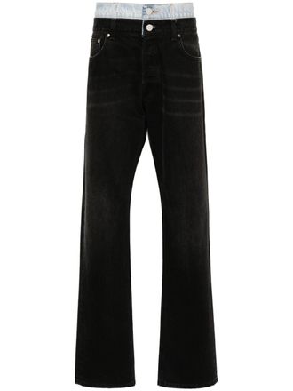VTMNTS layered-effect cotton jeans - Black