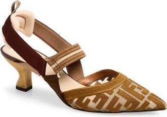 Fendi Colibri Mesh Slingback Pointed Toe Pump in F1V8T Nudo Rhum at Nordstrom, Size 10.5Us