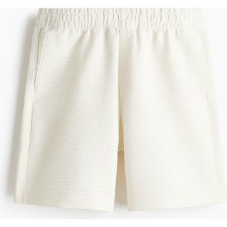 H&M Relaxed Fit Waffled Shorts in White at Nordstrom, Size Xx-Large