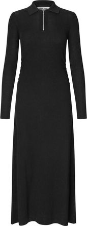 Sams&oslash;e & Sams&oslash;e Black Sanelly Ribbed Zip Maxi Dress