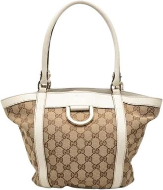 Gucci Pre-owned Abbey D-Ring Handbag - Dames - Vintage Shopper - Beige - ONE Size - Leer - Vintage