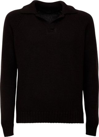 Zanone Tops, Heren, Bruin, 2Xl, Polo Trui met Lange Mouwen