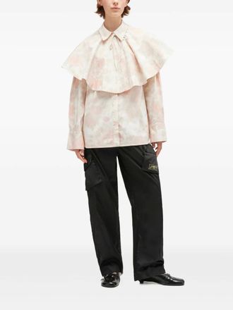 Ganni ruffled cotton shirt - women - Elastane/Organic Cotton - 34 - Neutrals