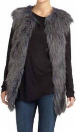 Romeo & Juliet Couture Shaggy Faux Fur Vest In Blue