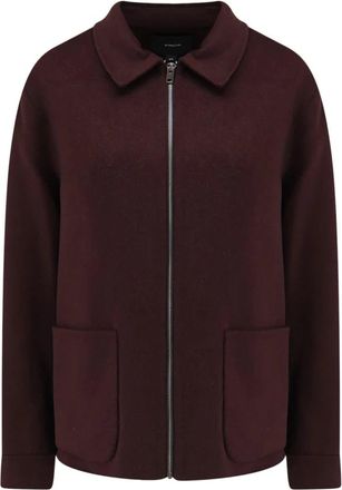 Vince Pointed Collar Zip Jacket - Dames - Zomerjassen - Bruin - S - Wol - Jassen