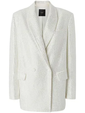 Pinko stud-embellished blazer - women - Polyester/Elastane/Viscose - 46 - White