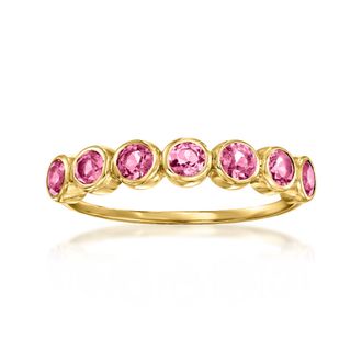 RS Pure by Ross-Simons Bezel-Set Pink Tourmaline Ring in 14kt Yellow Gold