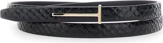Tom Ford Semi Shiny Printed Python F/C Belt - Dames - Riemen - Zwart - 80 CM - Accessoires