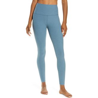 Beyond Yoga Caught in the Midi High Waist Leggings in Teal Sea Heather at Nordstrom, Size X-Large