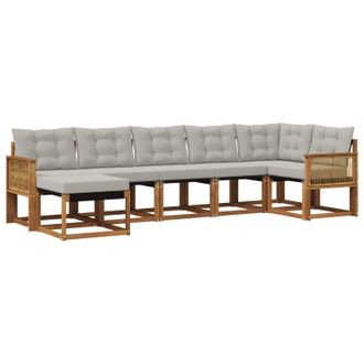 vidaXL Conjunto De Sof&aacute;s De Exterior 7 Pcs Natural Y Gris Claro Vidaxl