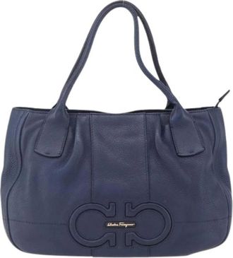 Ferragamo Pre-owned Handbags, female, Blue, Size: ONE SIZE Pre-owned Leather Handbag