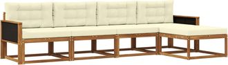 vidaXL Conjunto De Sof&aacute;s De Exterior 5 Uds. Natural Y Crema Vidaxl