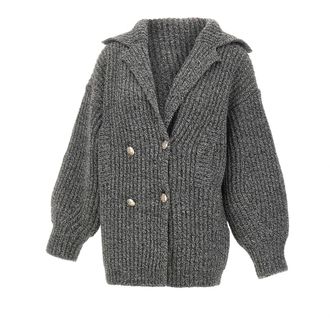 Liu Jo Cardigans, female, Black, Size: XS Wool Knit Coat
