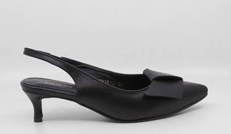 All Black Womens Flatbow Kitten Slingback Heel In Black