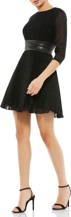 Mac Duggal Shimmer Infused Pleated Mini Dress in Black at Nordstrom, Size 6