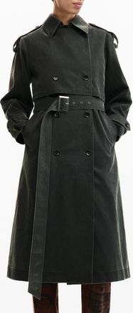 Desigual Faux Leather Trench in Dark Grey at Nordstrom, Size X-Small