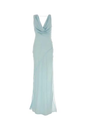 Andamane Light Blue Sleeveless Draped Maxi Dress