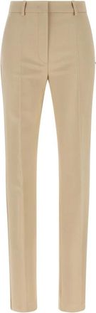 Sportmax Fetta Broeken - Dames - Slim Fit Broeken - Beige - 2XS - Leer - Broeken
