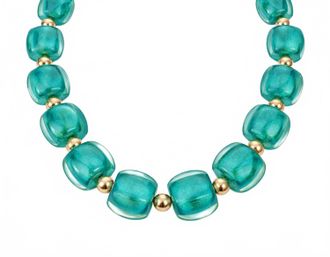 Gold & Honey Womens For After Hours Beaded Lucite Necklace In Teal