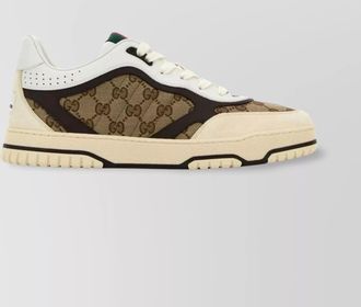 Gucci leather and canvas sneakers with rubber sole
