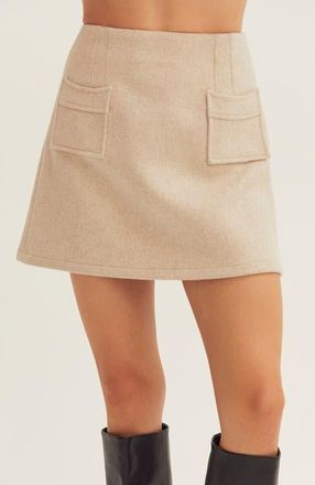 Crescent Wool Blend Mini Skirt in Bone at Nordstrom, Size Medium