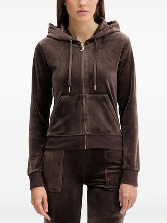 Juicy Couture hooded zip top - women - Polyester/Elastane - S - Brown