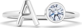 HauteCarat Lab Grown Diamond Letter Ring in 18K White Gold - A at Nordstrom, Size 5.5
