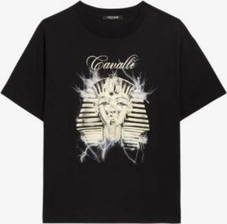 Roberto Cavalli Pharaoh Graphic Cotton T-Shirt, Size Medium