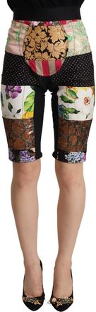 Dolce & Gabbana Multicolor Patchwork High Waist Cropped Womens Pants