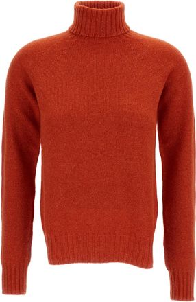 Drumohr Orange Flat-Knit Wool Turtleneck