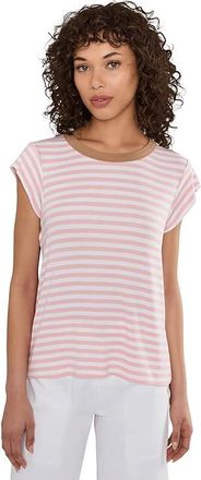 Michael Stars Tanya Power Shoulder T-Shirts Womens Clothing Blush White With Sand : XL (US 10-12), Rayon/Spandex