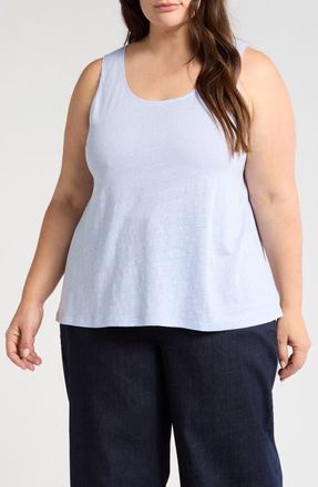 Eileen Fisher Organic Linen Tank in Bellflower at Nordstrom, Size 1X