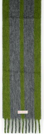 Marni Grey Mohair Blend Scarf With Fringes