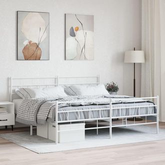 Berkfield Home Metal Bed Frame with Headboard & Footboard White 193x203 cm