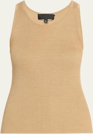 Nili Lotan Lottie Scoop-Neck Tussah Silk Rib Tank Top