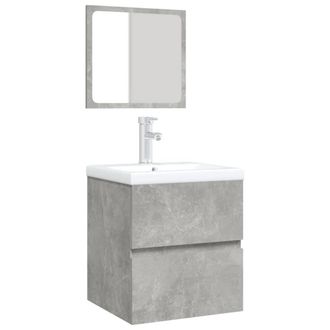 Berkfield Home Full Bathroom Sink Cabinet with Basin & Mirror Concrete Grey