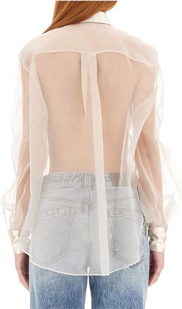 Brunello Cucinelli Bicolor Silk Dress Womens Shirt