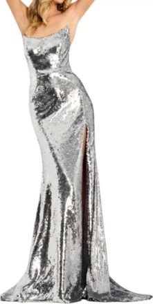 Jovani Ally Long Formal Prom Dress Gown In Grey