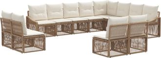 vidaXL Conjunto De Sof&aacute;s De Jard&iacute;n 12 Uds. Beige Rat&aacute;n Sint&eacute;tico Vidaxl