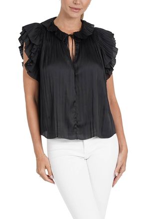 Love Token Daphne Flutter Sleeve Top In Black