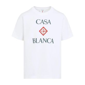 Casablanca T-Shirts, male, White, Size: XL Logo-print T-shirt