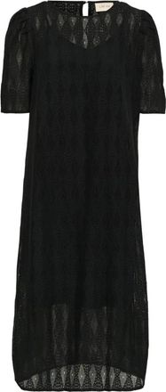 Cream Zwart Geborduurde Jurk - Dames - Casual kleedjes - Zwart - 3XL - Kleedjes