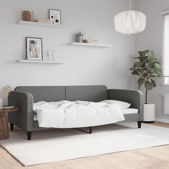 vidaXL Sof&aacute; Cama Sin Colch&oacute;n Tela Gris Oscuro 100x200 Cm Vidaxl