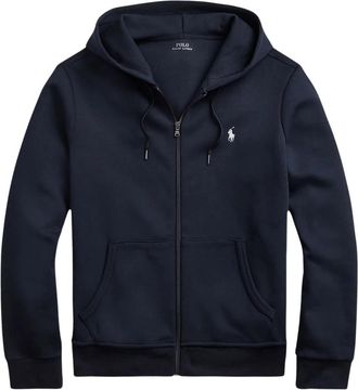 Polo Ralph Lauren Double-Knit Full-Zip Aviator Hoodie - Heren - Vesten met rits - Blauw - M - Katoen - Hoodies & sweatvesten